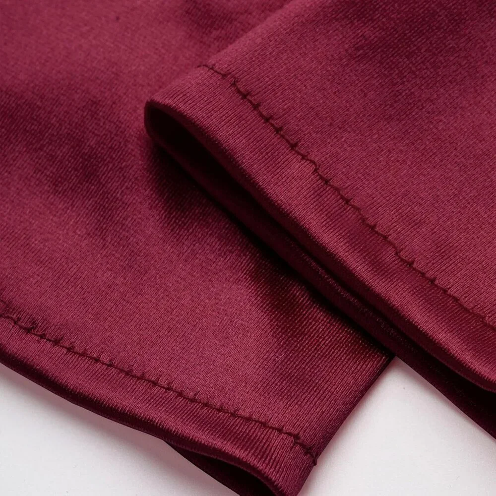 Women's Dark Red Vintage Satin Long Gloves Party Costume Stretchy Elbow Length